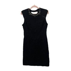 Bisou Bisou Black Animal‎ Print Textured Cocktail Dress Womens Size 8 Chic Edgy